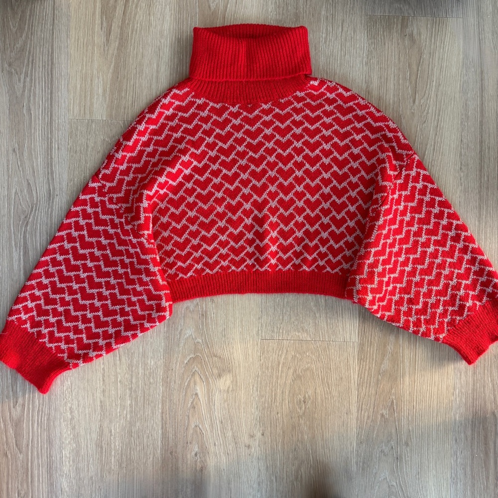Lili Sidonio x Molly Bracken Shimmer Hearts Turtleneck Sweater, Anthropologie
